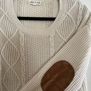 Urban Outfitters Cable Knit Elbow Patch Sweater